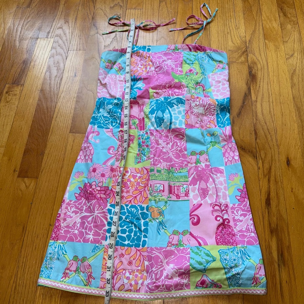Vintage Lilly Pulitzer Patchwork Resortwear Cotton Shift Dress Pink Blue Size 8 - Picture 10 of 12